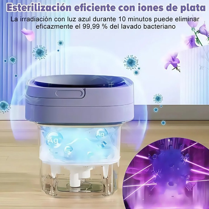 Lavadora Portátil Plegable 10L – Morada