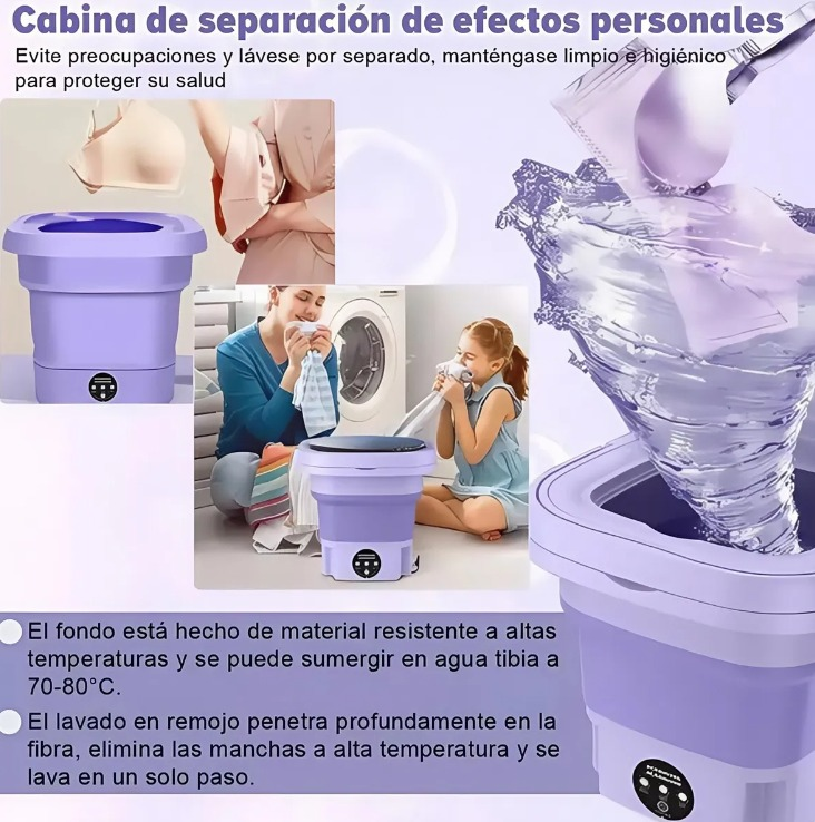 Lavadora Portátil Plegable 10L – Morada