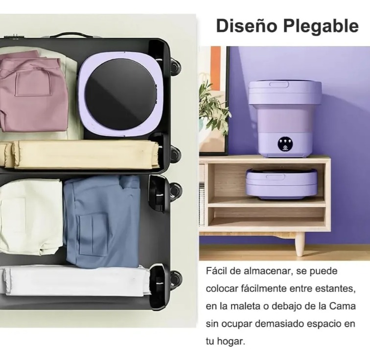 Lavadora Portátil Plegable 10L – Morada