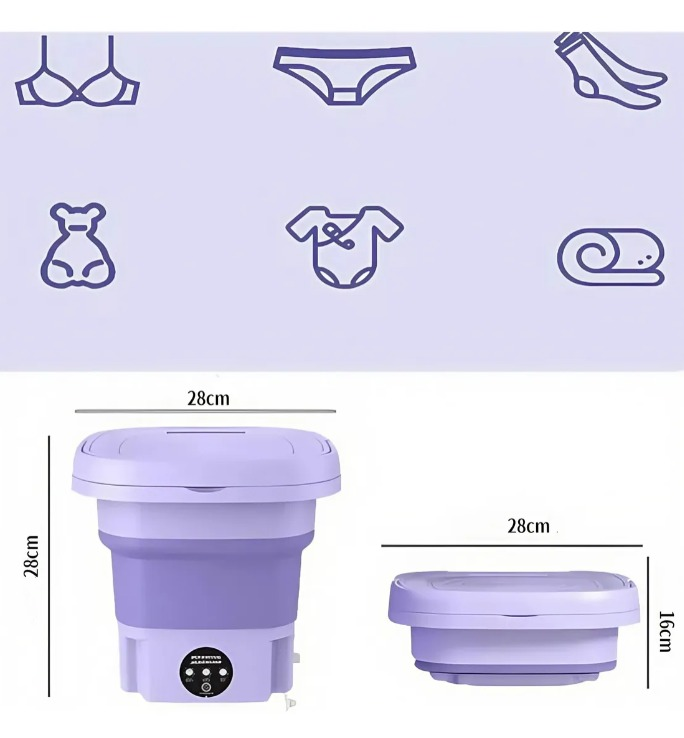 Lavadora Portátil Plegable 10L – Morada